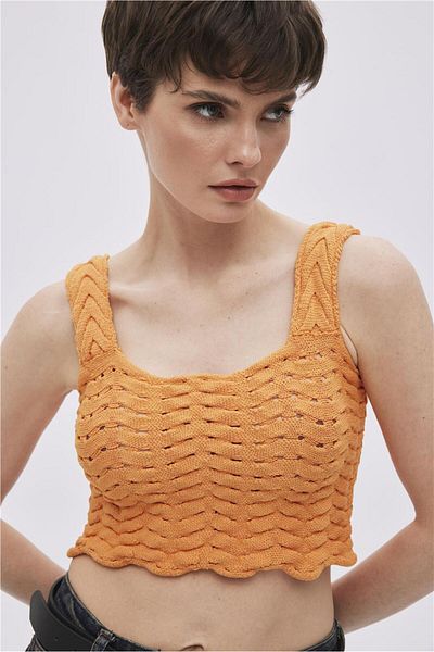 SHERIN Πορτοκαλί πλεκτό Crop Top