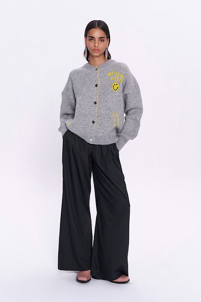 Quzu Gray Smile Knitwear Cardigan