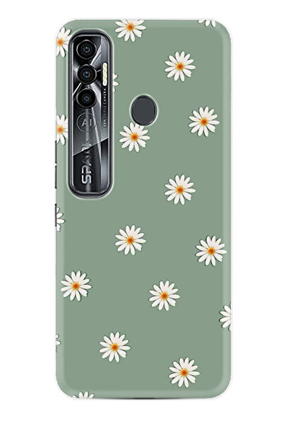 TECNO Spark 7 Pro Kılıf Boutique Baskılı Resimli Yeşil Papatyalar Pcode -041