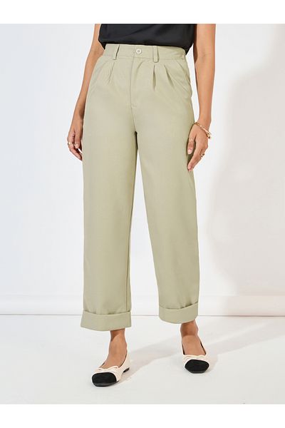 Styli High Rise Turn-Up Hem Ankle Length Pants