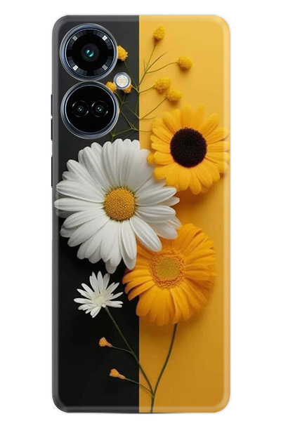 TECNO Camon 19 Pro Kılıf Boutique Baskılı Resimli Sarı Beyaz Çiçek Pcode -044