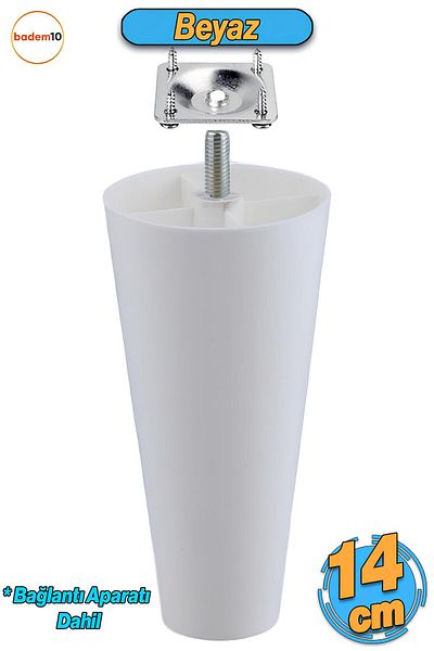 Badem10 Cu șurub (M8 DENTIȚIE FINĂ) Aparat inclus Plat 14 Cm (ALB) Mobilier din plastic Fotoliu Canapea Picioare