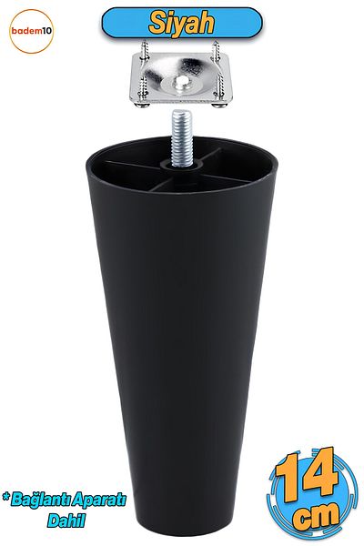 Badem10 Cu șurub (M8 DENTIȚIE FINĂ) Aparat inclus Plat 14 Cm (NEGRU) Mobilier din plastic Fotoliu Canapea Picioare