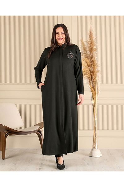 Ferace Women's Hijab Clothing Top Coat Full Length Zippered Large Size Top Coat