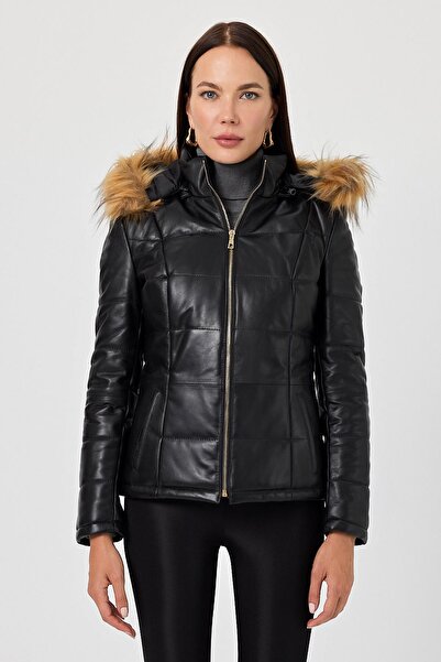 Deri Company Jolanda Siyah Tüylü Deri Mont