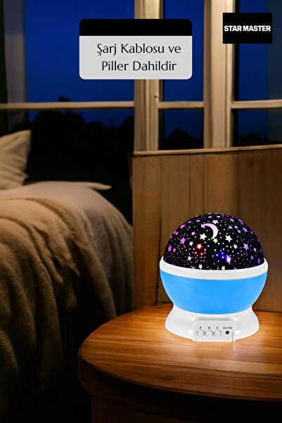 Star Master Masa Lambası Gökyüzü Projeksiyon Gece Lambası Yıldızlı Gece Lambası Mavi