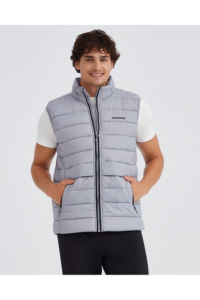 SKECHERS M Outerwear Padded Vest Men's Gray Vest S231241-035