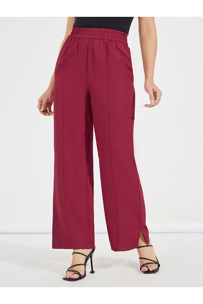 Styli Semi Tailored Wide Leg Pants with Side Slit