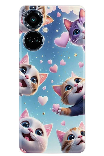 TECNO Camon 19 Pro Kılıf Boutique Baskılı Resimli Kalp ve Kedi Pcode -035