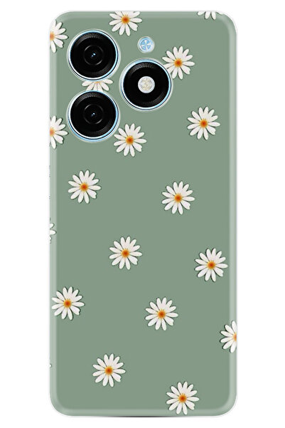 TECNO Spark 20C Kılıf Boutique Baskılı Resimli Yeşil Papatyalar Pcode -041