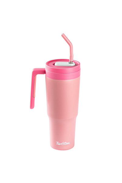 Tantitoni 020-01-PEMBE PİPETLİ PASLANMAZ ÇELİK TERMOS BARDAK 1.2L