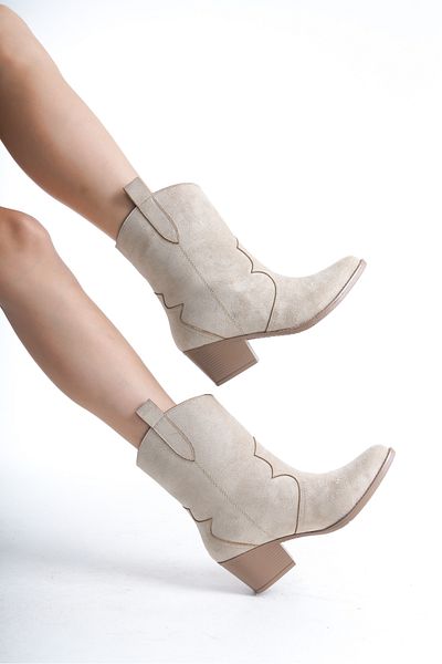 CZ London Women's Short Heeled Cowboy Boots Suede Ankle Length Cowgirl Boots