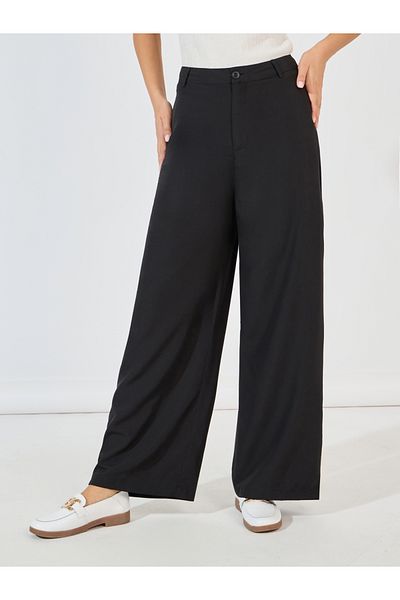 Styli Solid Straight Leg Pants with Belt Loops