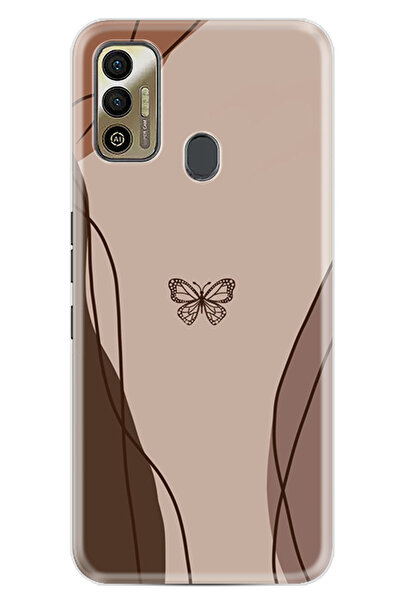 TECNO Spark 7T Kılıf Boutique Baskılı Resimli Kahve Kelebek Pcode -038