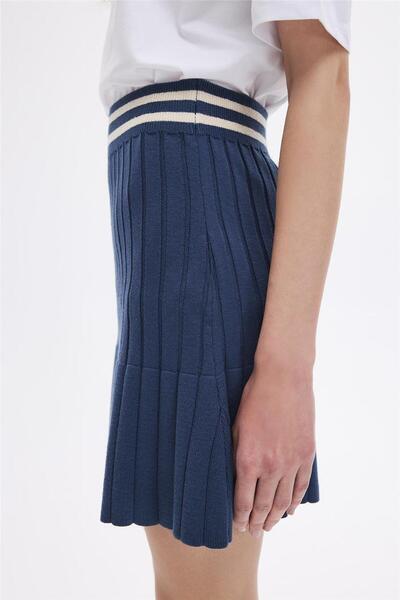 SHERIN Tricotaj Indigo Fustă plisată