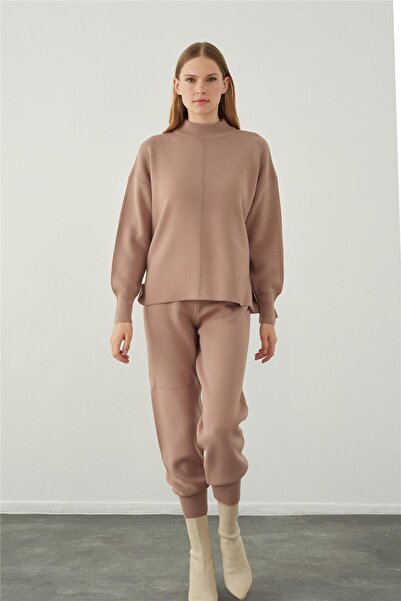 SHERIN Σετ Πλεκτό Παντελόνι Πουλόβερ Dried Rose Basic