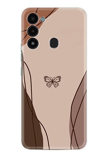 TECNO Spark 8C Kılıf Boutique Baskılı Resimli Kahve Kelebek Pcode -038