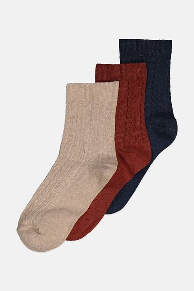 Tchibo Women 3 Pair Textured Socks, Beige
