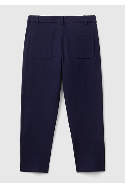 United Colors of Benetton Pantaloni de trening pentru băieți, albastru bleumarin, cu buzunar la spate, cu logo brodat cu patru buzunare