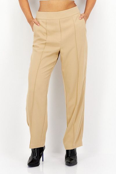 Tchibo Women Regular Fit Pain Dress Pants, Beige