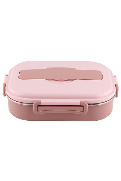 Verahed 1 Liter Lunch Box with Pink Stainless Steel Chamber - 3 Compartments Lunch Box Lunch Box