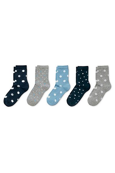 Tchibo Kids 5 Pair Girl All Over Printed Socks, Grey