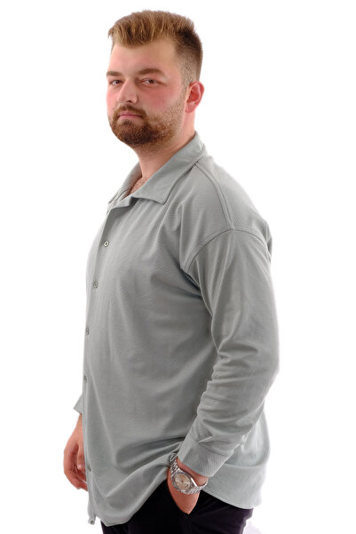 ModeXL Чоловіча сорочка - Mode XL, великий розмір, комір Apas, довгі рукави JAKAR U24381 Çağla