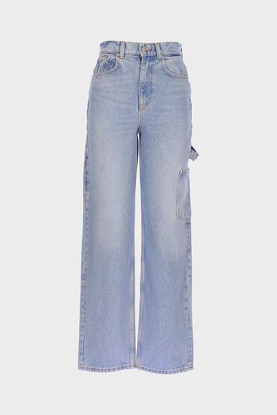 CROSS JEANS Diana Light Blue High Waist Cargo Pocket Patty Zippered Jean Trousers C 4517-114