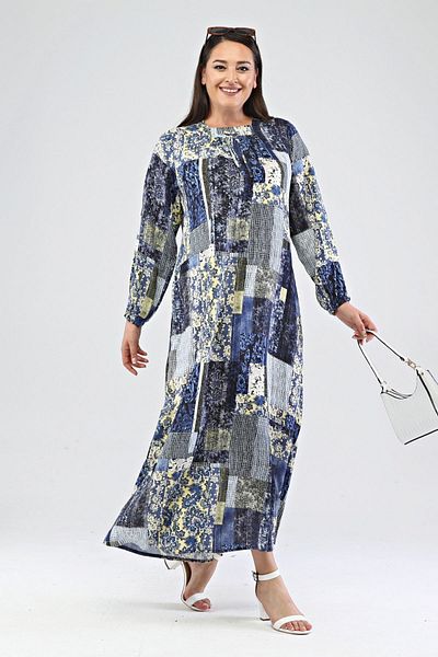 Ferace Indigo Hijab Viscose Γυναικείο Φόρεμα - Άνετη Εφαρμογή, Plus Size