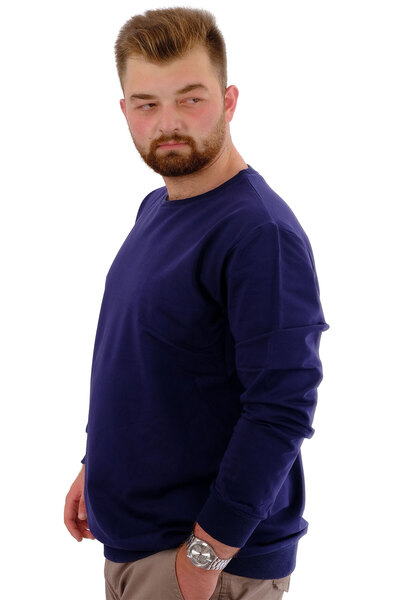 ModeXL Ανδρικό φούτερ με λαιμόκοψη - Mode XL, Plus Size, Indigo U24174
