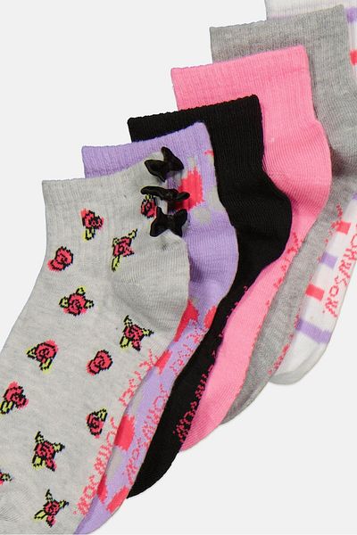 Betsey Johnson Women 6 Pair Textured Low Cut Socks, Purple