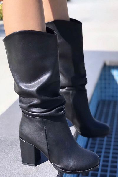 Preshley Γυναικείες μπότες Azra Black Skin Bellows