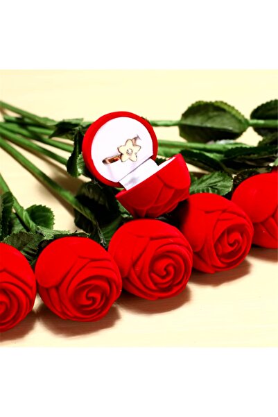 HEDİYEVİM Gül şeklinde yüzük kutusu gerçek gül görünümlü yüzük kutusu