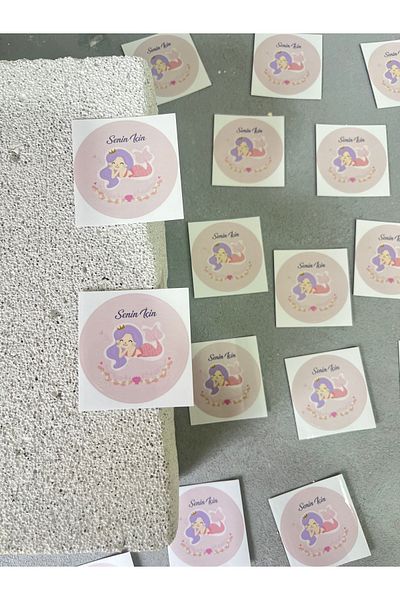 Meyofficial Mermaid Theme Pink Backdrop Adhesive Sticker for You 5 cm 30 Pcs