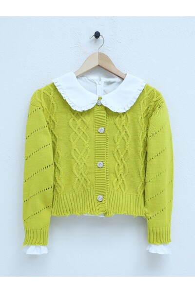HİJABAYA Stone Button Ripped Crop Cardigan