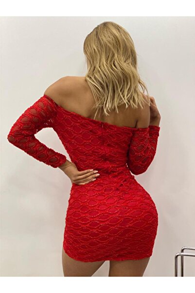 pink and pink Kadın Kırmızı Detaylı Elbise