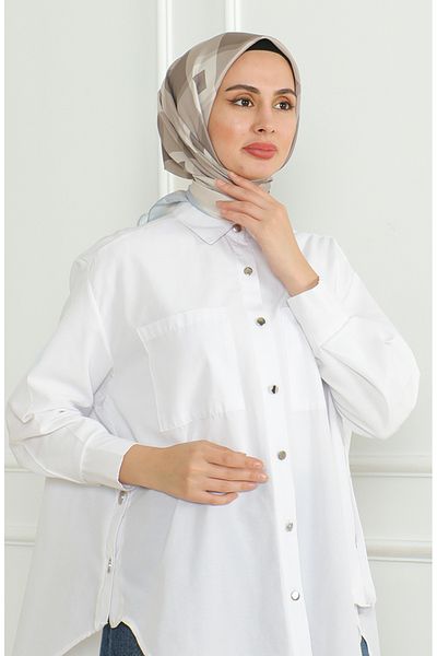 sefamerve Μπλε μπεζ Φουλάρι Karaca Rayon - 81071-04