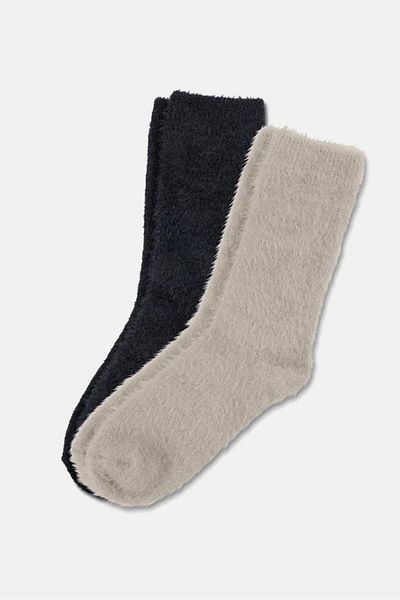 Tchibo Women 2 Pairs Warm Socks, Black and Grey