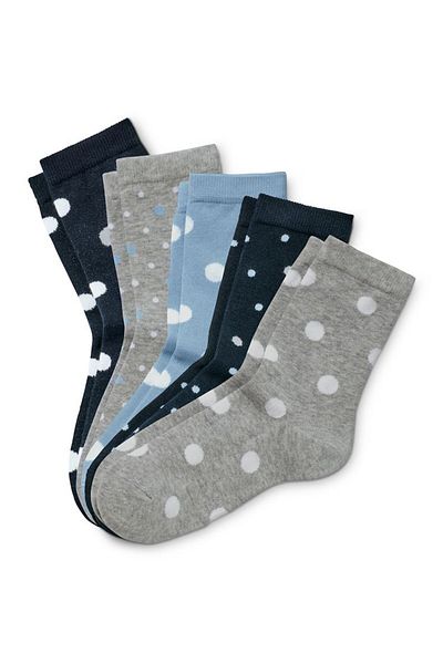 Tchibo Kids 5 Pair Girl All Over Printed Socks, Grey