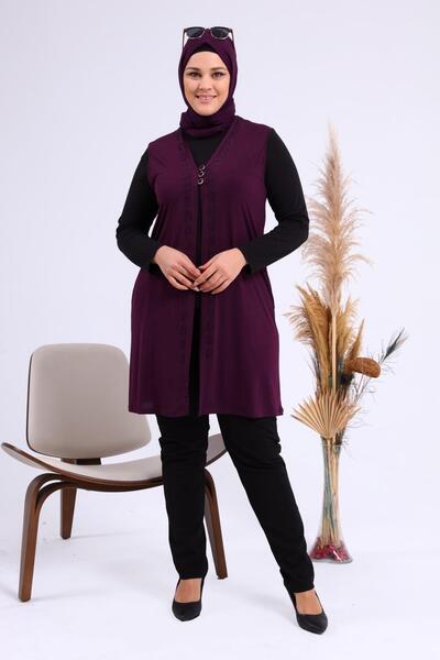 Ferace Women's Large Size Three-Button Lycra Vest