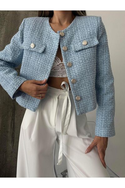 mydukkan.co Jachetă scurtă din tweed Lilly Albastru