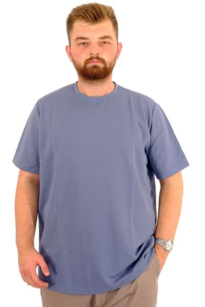 ModeXL Men's T-Shirt - Crew Neck, Plus Size, Blue Interlok 23162