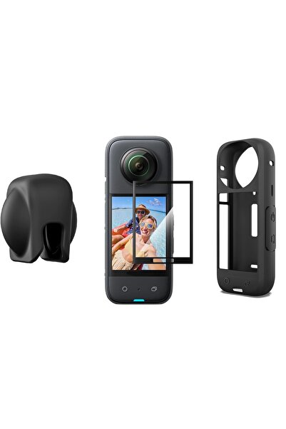 Teknoroket Insta360 X4 Silikon Uyumlu, Lens Cap , Ekran Koruyucu Seti (İNSTA360)