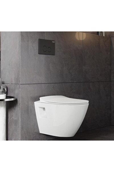 Creavit GR5001-Tp329 Kanalsız Gömme Rezervuar Seti Tam Takım Yavaş Kapanır Kapak - Mat Buton