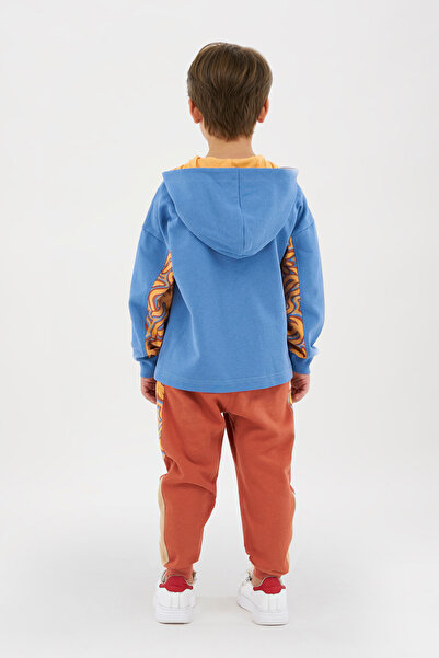 Panço Erkek Çocuk Fermuarlı Mavi Sweatshirt