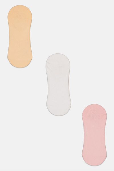 Bebe Women 3 Pairs Round Invisible Socks, Pink Combo