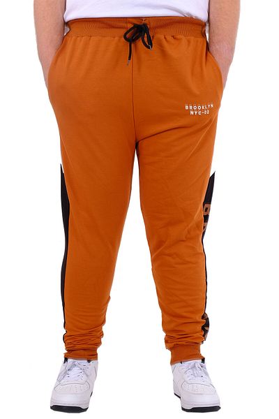 ModeXL BROOKLYN 24517 Cinnamon - Ανδρικό παντελόνι, μεγάλο μέγεθος, γαρνιτούρα Interlock