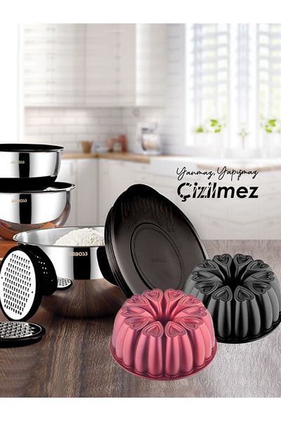 Amboss 10 Piece Satin Bowl Set and Amethyst Cake Mold (Black)