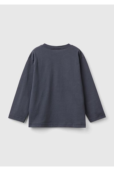 United Colors of Benetton Boy's Anthracite Printed Crew Neck Long Sleeve T-Shirt
