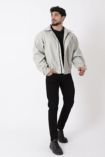 Stilkombin Oversize Elastic Waist Faux Leather Coat Arw-Ovr-50372